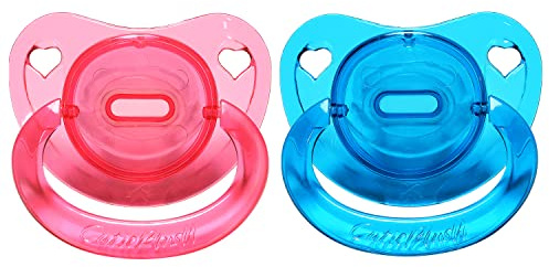 CutiePlusU Erwachsenengröße Kristall Schnuller - Großer Saugerschild 2 Pack - Rosa/Blau