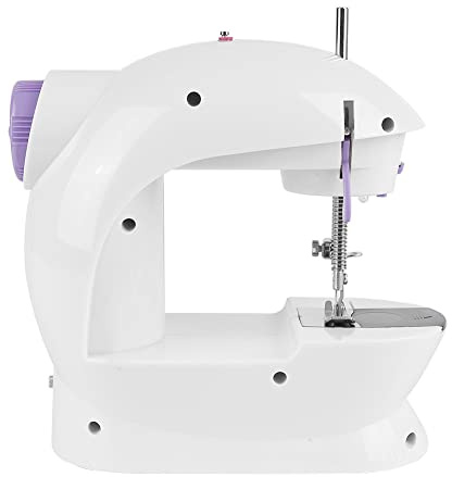 Elektrische Mini-Nähmaschine mit 2 Geschwindigkeiten und Fußpedal, Automatisches Nähset mit 2 Garnspulen, 2 leeren Spulen und Nadel, Automatisches tragbares Nähset, Weiß