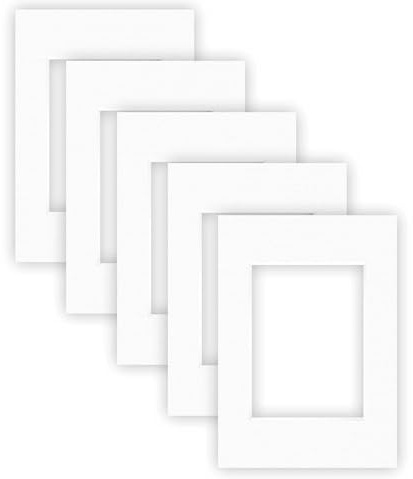 nielsen Conservation Passepartout carton 2,2 mm | set de 5 pièces | format extérieur 24x30 cm pour format d'image 15x20 cm | blanc polaire (blanc clair) | surface structurée