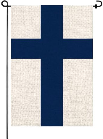 Bandiera finlandese, 30,5 x 45,7 cm, in tela di iuta double face, per decorazione esterna, cortile, portico e terrazza (Finlandia)