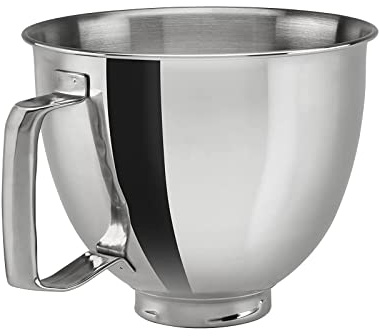 Zubehör für Kitchen-Aid,4,8L Edelstahl Rührschüssel mit und Griff,Silber Schüssel Zubehör für Küchenmaschine,Kompatible mit Kitchen-Aid K5THSBP,Chef's Accessories für 125/150/165/175,Spülmaschinenfest