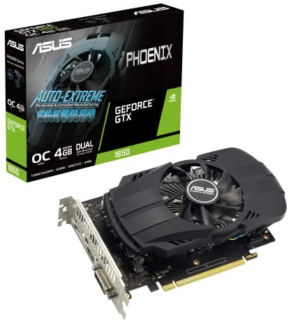 ASUS Phoenix NVIDIA GeForce GTX 1650 OC Edition Carte Graphique de Jeu (PCIe 3.0, 4 Go de mémoire GDDR6, HDMI 2.0, DisplayPort 1.4a, DVI-D, Double roulement à Bille, Auto-Extreme)