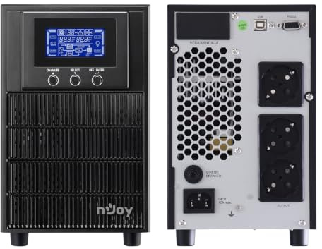 NJOY Aten Pro 2000 Gruppo di Continuità 2000VA 1800W | Doppia Conversione Online | Onda Sinusoidale Pura | 3 Schuko | USB RS232 Slot SNMP | 4 batterie da 12V 9Ah | UPS Server Rack Datacenter