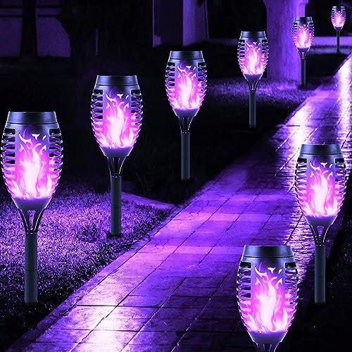 Solar Lights Outdoor Garden, 8 Pack Solar Flame Lights LED Warm Flickering Flames Waterproof Solar Torch Lights Garden Ornaments Landscape Lighting Auto On/Off for Pathway Yard Patio Decoration (Warm)