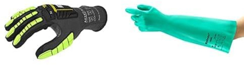 Ansell Ringers R840 Professional Work Gloves, Abrasion Resistant Nitrile Coating with Firm Grip, Black, Size XL (4 Pairs) + AlphaTec 37-185 Chemical-Resistant Nitrile Gloves, Green, Size XL (1 Pair)