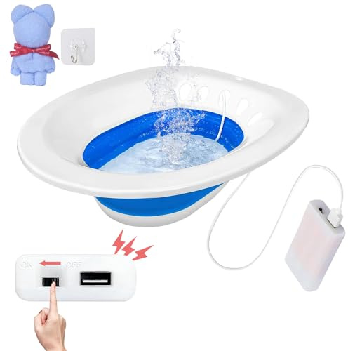 Electric Sitz Bath for Hemorrhoids & Postpartum Care - Collapsible, Wide Seat, Deeper Bowl, Easy to Store - Flusher Hose Included (Electric Blue)