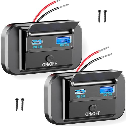 BBjinronjy Dual USB Auto-Steckdose 12V-24V, Dual USB Schnelllade-Steckdose mit ON/Off Schalter und LED, für Auto Bus ATV Schiff LKW Boot Wohnmobil (2)