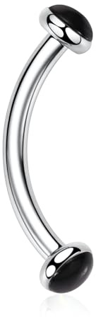 Gebogene Hantel Titan Augenbrauenringe 16G Augenbrauenpiercing Bauchnabelring Zungenring Nabelring Brustwarzenring Rook Ohrringe Augenbrauenpiercing Brustwarzenpiercing Schmuck 6mm(Black Achat)