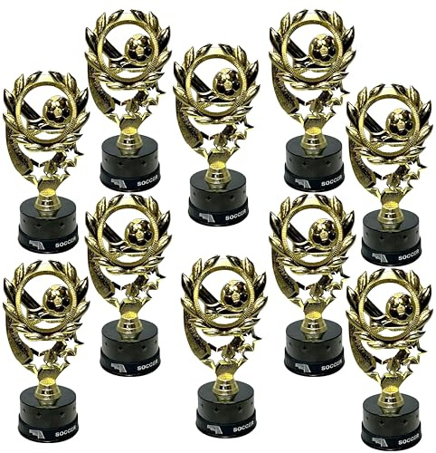 Express Medals 10 Pack of 7 Inch Tall Soccer Trophy Awards Includes Silicone Soccer Wrist Band Awards 10 pk 4106 Boys Girls Trophies award