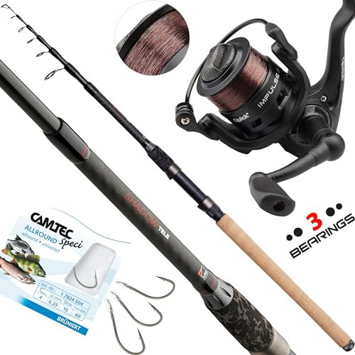 Fischzeux Angelset Raubfisch Friedfisch komplett – Shadow Tele Allround Profi Set (Tele 60 (40-60g), 3,00 m)
