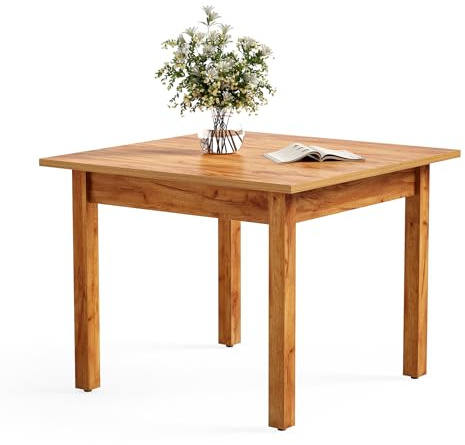 LITTLE TREE 39 Inches Square Dining Table for 4 People, Brown Wooden Kitchen Table Small Dinner Table, Modern Dining Room Tables for Living Room, Kitchen, Oak Brown