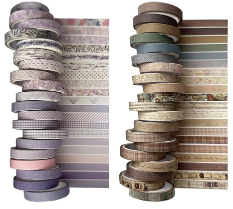 40 Rollos De Cinta De Papel Retro, Cinta Adhesiva Artística, Adecuado Para Álbumes De Recortes Y Diarios De Mano