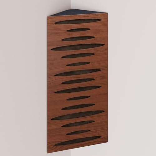 2er-Pack – Schmale akustische Eck-Bassfalle mit Samtstoff | 50x23x10 cm | Diffusion - Reflexion - Schalldämmung | [PULSE - Nussbaum | Braun]