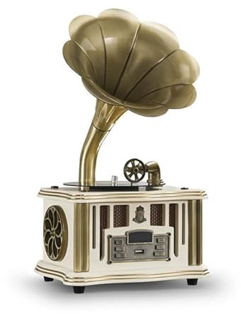 Giradischi Grammofono, giradischi in vinile, altoparlante integrato da 3,5 mm Aux-in/USB/FM, funzione Bluetooth, ottimo regalo da collezione per familiari e amici