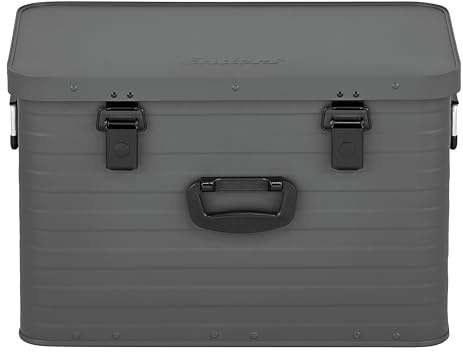 Enders® Alubox Toronto L grå, 63 liter, aluminiumlåda 1 mm väggtjocklek, stänkvattentät, stapelbar – aluminiumlåda, metalllåda med lock – kan användas som transportlåda, grå 3887