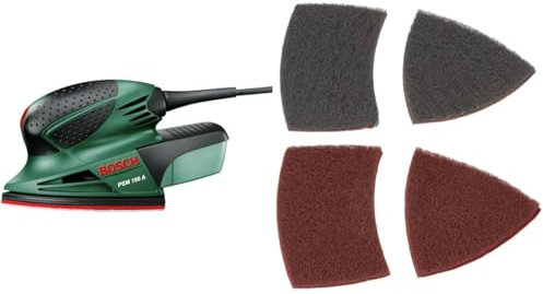 Bosch Multi Sander PSM 100 A (100W, in case) [Energy Class A] + Cleaning Fleece Set (2-Piece)