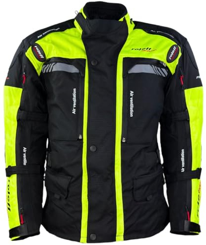 ROLEFF 1123 Enduro- Motorradjacke mit Protektoren |Enduro MX | Offroad Jacke |Größe S-5XL | Klimamembrane | Belüftung | Neongelb