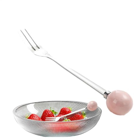 Tenedor de postre | Tenedor de cubiertos de acero inoxidable para tartas | Tenedores de acero inoxidable con mango de cerámica para frutas, queso, pasteles, postres,