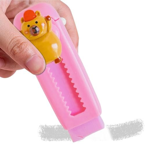 Gomme rétractable, design coulissant mignon de Capybara Push-Pull, gomme artistique douce et amusante, 2,5 x 8,5 x 3 cm, idéale pour le dessin, la peinture et l'écriture, parfaite pour les étudiants