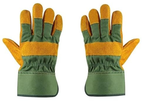 Guantes,guantes de soldadura, 1 par de guantes de trabajo gruesos a prueba de espinas de cuero for damas y caballeros, guantes de protección for el hogar, de color verde, resistentes y for jardinería