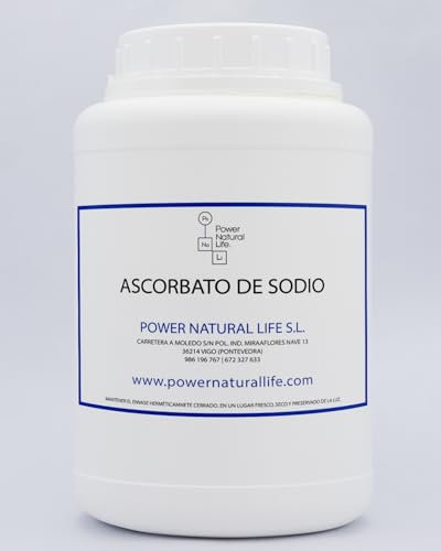 Ascorbato de Sodio Power Natural Life | Vitamina C No Ácida | Grado Alimenticio | Antioxidante y Conservante E301 | Alta Biodisponibilidad | 100% Puro sin Añadidos | Envase de 500 g