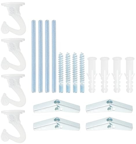 PATIKIL Swag Hooks, 4 Pcs Heavy Duty Ceiling Hooks with Hardware Installation Wall Fixing Ceiling Hangers for Hanging Plants Chandeliers, White