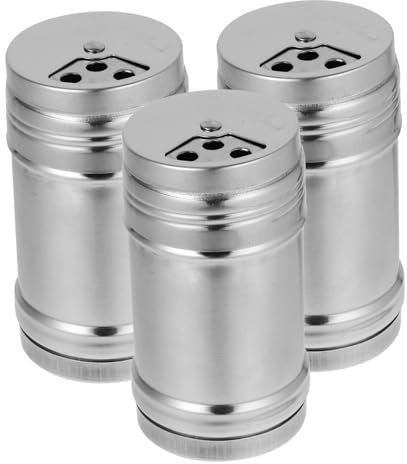LABRIMP 3pezzi Contenitori Per Spezie in Acciaio Copertura Dispenser Per Zucchero Velo Bottiglia Di Condimento Da Cucina Per Uso Domestico e Barbecue All Aperto