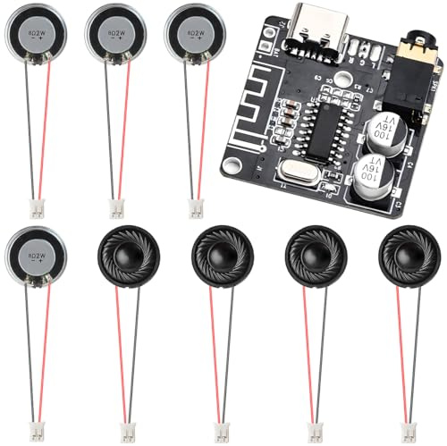 JYUDAUFU 8Pcs 2W 8 Ohm DIY Round Micro Speaker, Diameter 28mm Magnetic Iron Shell Speaker with PH2.0 Terminal Line for MP3/MP4 Player DIY Mini Box Speakers Radio Intercom with VHM-314 Decoder Board