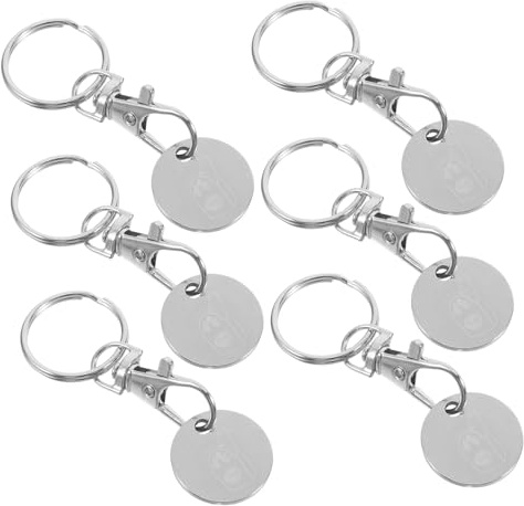 MAGICLULU 6pcs Stainless Steel Shopping Cart Tokens Keyring Trolley Coin Holders for Supermarket Trolleys Convenient Keychain Pendant for Smooth Grocery Shopping Experience