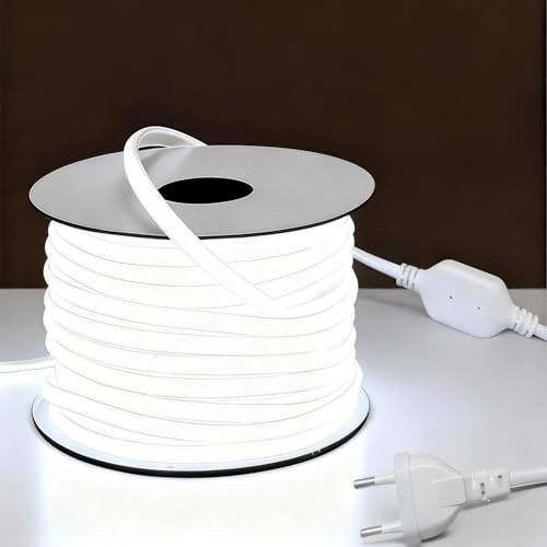 Q.Laomi COB led strip outdoor 20M, 230V Direktanschluss LED Streifen Wasserdicht, Selbstklebend Lichtband Aussenbereich Flexibel Lichtschlauch 6000K Kaltweiß für Innen Außen Dekoration Beleuchtung