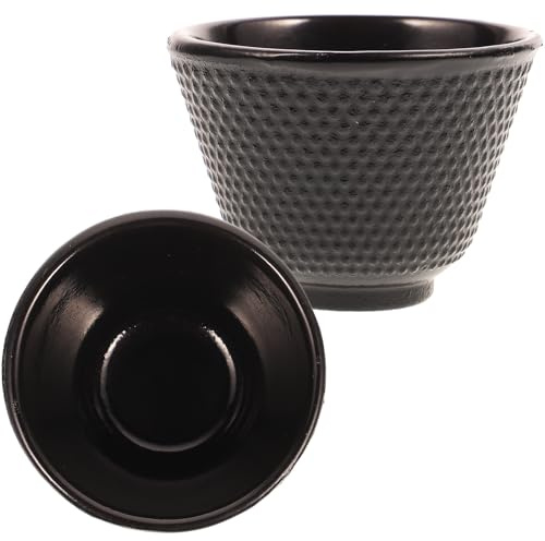 POPETPOP Lot de 2 Tasses à Thé Kung Fu Rétro en Fonte 200 Ml Couleur Noire Service à Thé Traditionnel pour Maison et Cérémonie