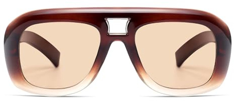SOJOS Retro Oversized Aviator Sunglasses for Women Men,Trendy Vintage Square Aviators 90s Sun Glasses SJ2688 Brown Grading Frame Light Orange Lens