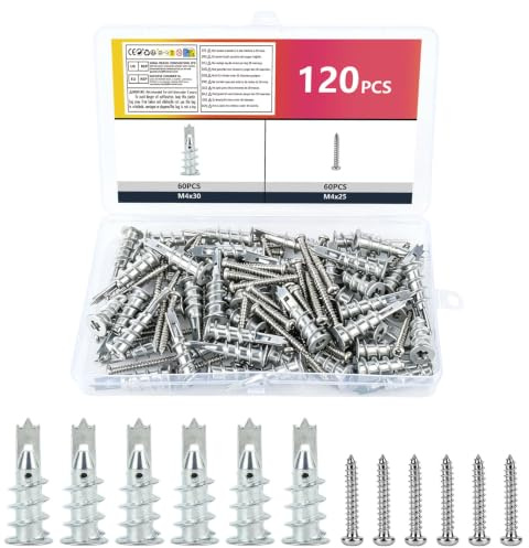 LiangSanXin 120 Fixations Placo & Béton M4x30, Vis Autoforeuses Inox | Chevilles et vis autoforeuses inox pour plaques de plâtre et béton. Fixation robuste charges lourdes. Kit complet.