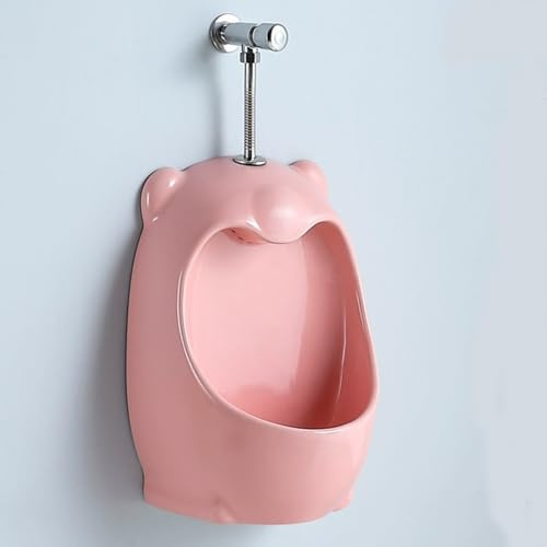 Orinatoio in ceramica a parete per bambini, valvola di scarico manuale, design paraspruzzi, WC ad alte prestazioni con potente drenaggio, perfetto per casa e asilo nido