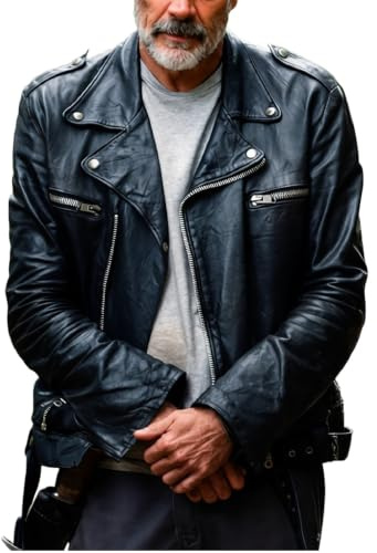 MAXATTIRE Herr ikonisk biker stil filmkopia – Brando-inspirerad motorcykel läderjacka