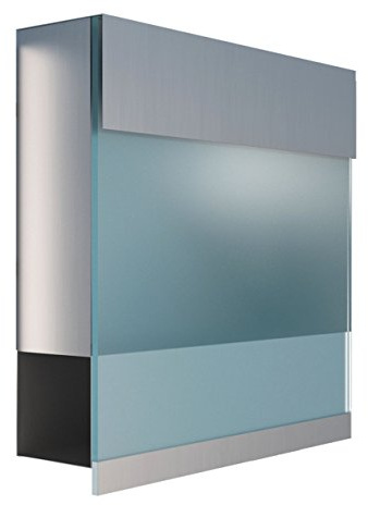 Brevlåda med tidningsfack, design brevlåda rostfritt stål I akryl blå manhattan – Bravios