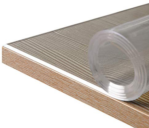 Glasklar Folie 2 mm + abgeschrägte Kante, Größe wählbar 90x180 cm, Wunschmaß transparente Tischdecke Tischschutz, Made in Germany
