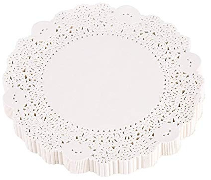 Celebrations 180 Stück runde Tischdeckchen, Spitze, Papier, weiß, Spitze, hohl, rund, Papier, Cake Pads, dekoratives Papier, Lose Platzdeckchen für Hochzeitstorten, Dekoration, erhältlich (26,5 cm)
