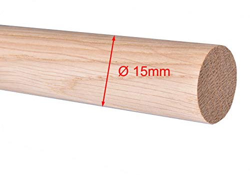 Eiche Rundstab, Rundholz, Treppensprosse, 1000mm lang, Ø 15mm, geschliffen und geölt, KEINE BAUMARKTQUALITÄT