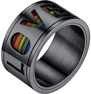 PROSTEEL personalisiert LGBTQ Spinner Ring für Damen Herren drehbarer Band Ring Edelstahl/18k vergoldet Gay & Lesbian Pride Homosexuell Drehring Partnerring Ehering Modeschmuck, Größen 54 bis 67