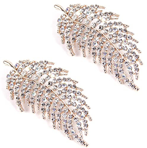 Damen Schmuck Brosche Feder Mit Strass 2 Stück - Legierungs-Brosche Mit Perle Und Silber - Pins Kleidung Zubehör Dekoration Für Partys, Bankette, Geschenk Frauen