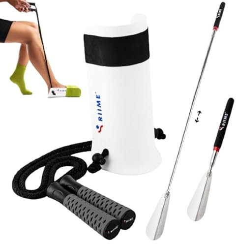 Sockenanziehhilfe & Strumpfanziehhilfe für Senioren-Sockenanziehhilfe Nach Hüftoperation-Anziehhilfe für Socken und Strümpfe-Komfortgriffe-Behinderte und Schwangere Frauen (grau)