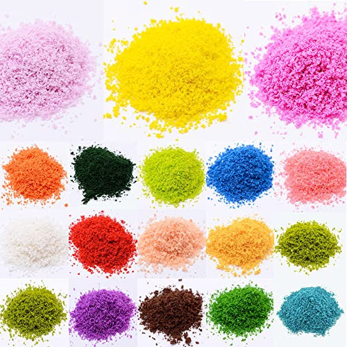 Woohome Alberi Modello 18 Colori Polvere D'albero Miniatura Alberi Treno Kit Materiale di Base per Scenari per Fai da Te Paesaggio Décor