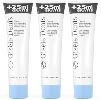 GISÈLE DENIS - Desodorante en Crema sin Perfume, 3x100 ml, Unisex, Triple Efecto, sin Alcohol, Regula Transpiración, Evita Mal Olor, Hidrata y Protege la Piel, Fórmula Vegana