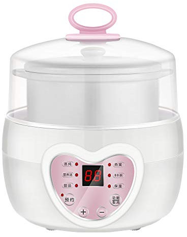 Marmite électrique, mijoteuse électrique avec revêtement en céramique de 0,8 L, cuisinière électrique intelligente domestique avec minuterie de 9,5 heures et 6 réglages de cuisson,