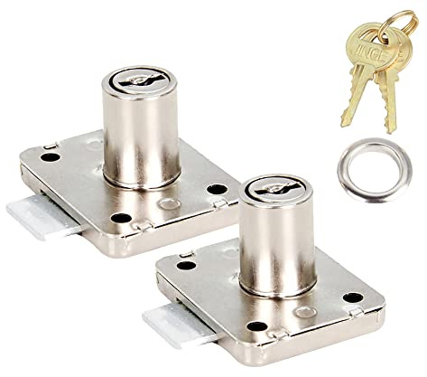 Schloss 16 mm, 2 Stück Schrank-Schubladenschloss, Möbelsicherheitszylinder, Schrank-Schubladenschloss, Schreibtischschloss, Türschloss für Haushalt, Büro, Möbel, Tür, Briefkasten, Post (42 x 35 mm, B)