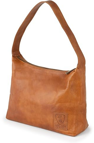 Berliner Bags Vintage Schultertasche Bella, Hobo Handtasche aus Leder, Beuteltasche für Frauen - Braun