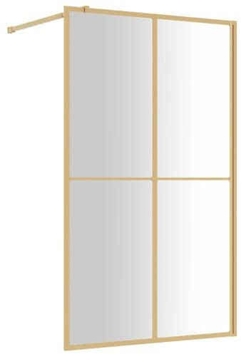 vidaXL Paroi de douche avec verre ESG transparent doré 118x195 cm, paroi de douche, parois de douche, cabine de douche, cloison de douche
