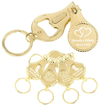 Matchore Party 10 personalisierte Schlüsselanhänger mit goldenem Flaschenöffner, Nagelknipser, vielseitig und langlebig, personalisierte private Party-Erinnerungen, Hochzeit, Brauerei, Weihnachten