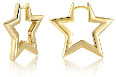 ALEXCRAFT 14K Vergoldet Silber 925 Post Creolen Kleine Huggie Herz Ohrringe | Silber 925 Ohrringe Creolen Kleine Schlaf Knorpel Huggie Kreolen Herz Stern Blume Geometrische Ohrringe Damen Herren Mädchen